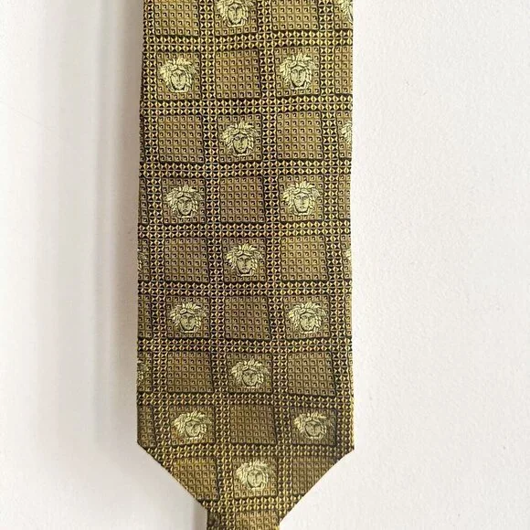 Gianni Versace Medusa Face Geometric Print Men's Tie - Picture 5 of 7